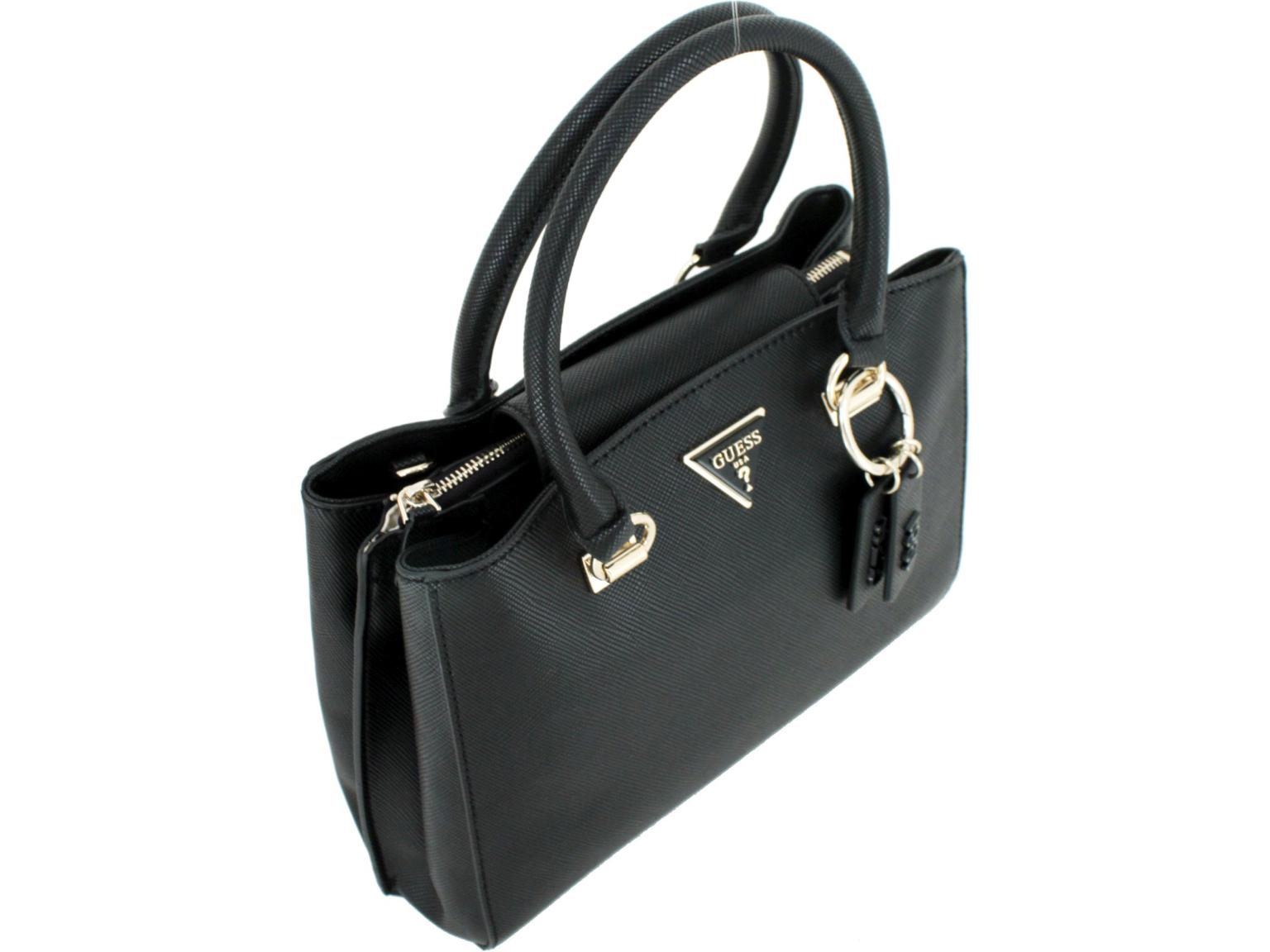 Kurzgrifftasche Guess Noelle Satchel Black schwarz Saffianooptik