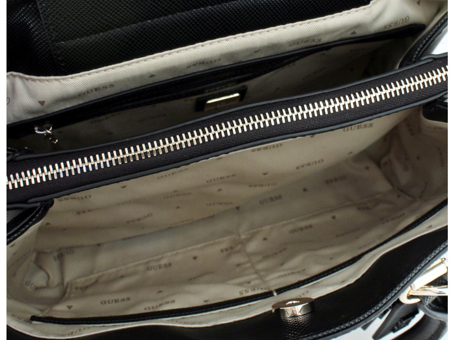 Kurzgrifftasche Guess Noelle Satchel Black schwarz Saffianooptik