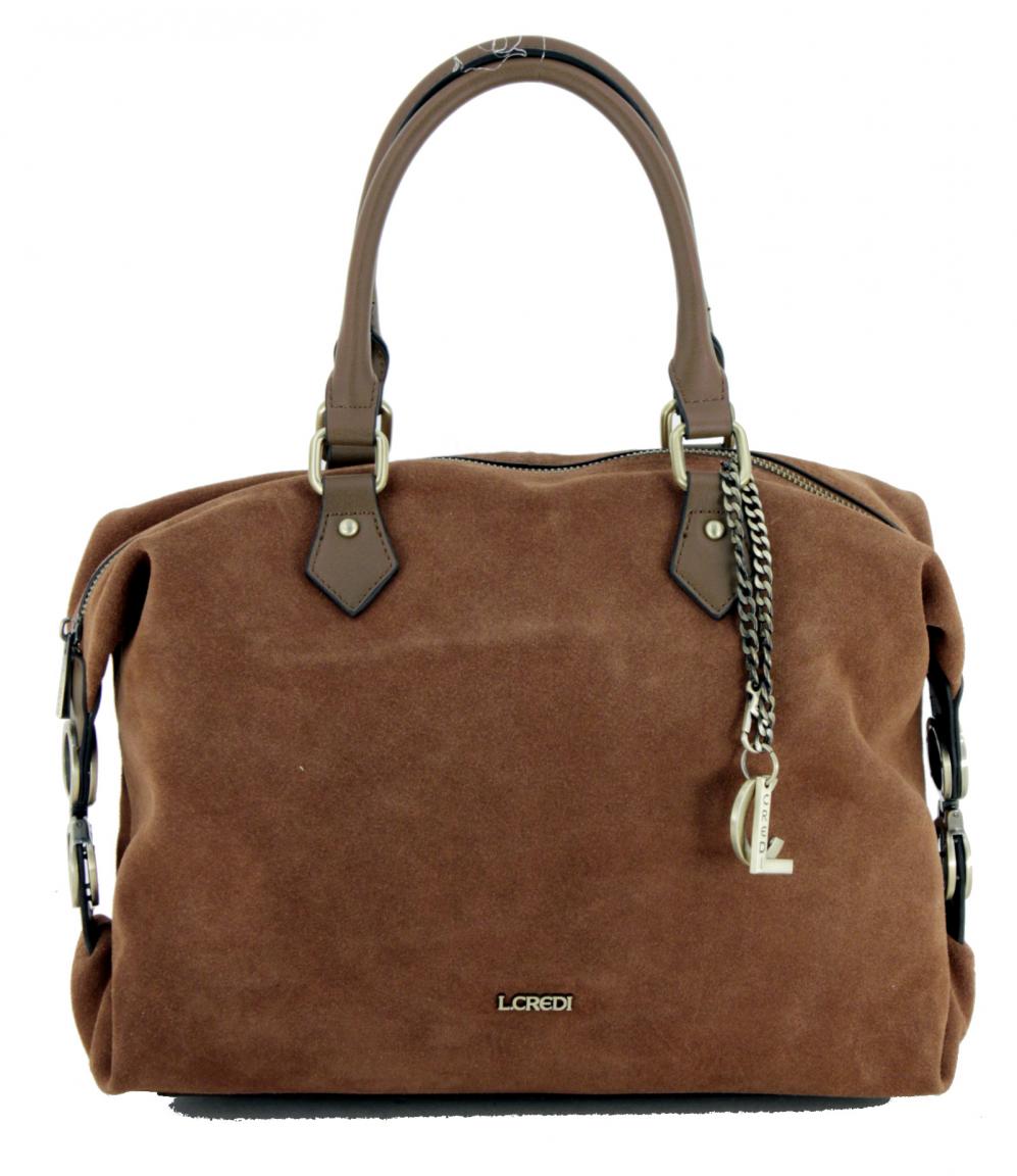 Kurzgrifftasche L.Credi Danah Cognac braun Bowling Bag Velours