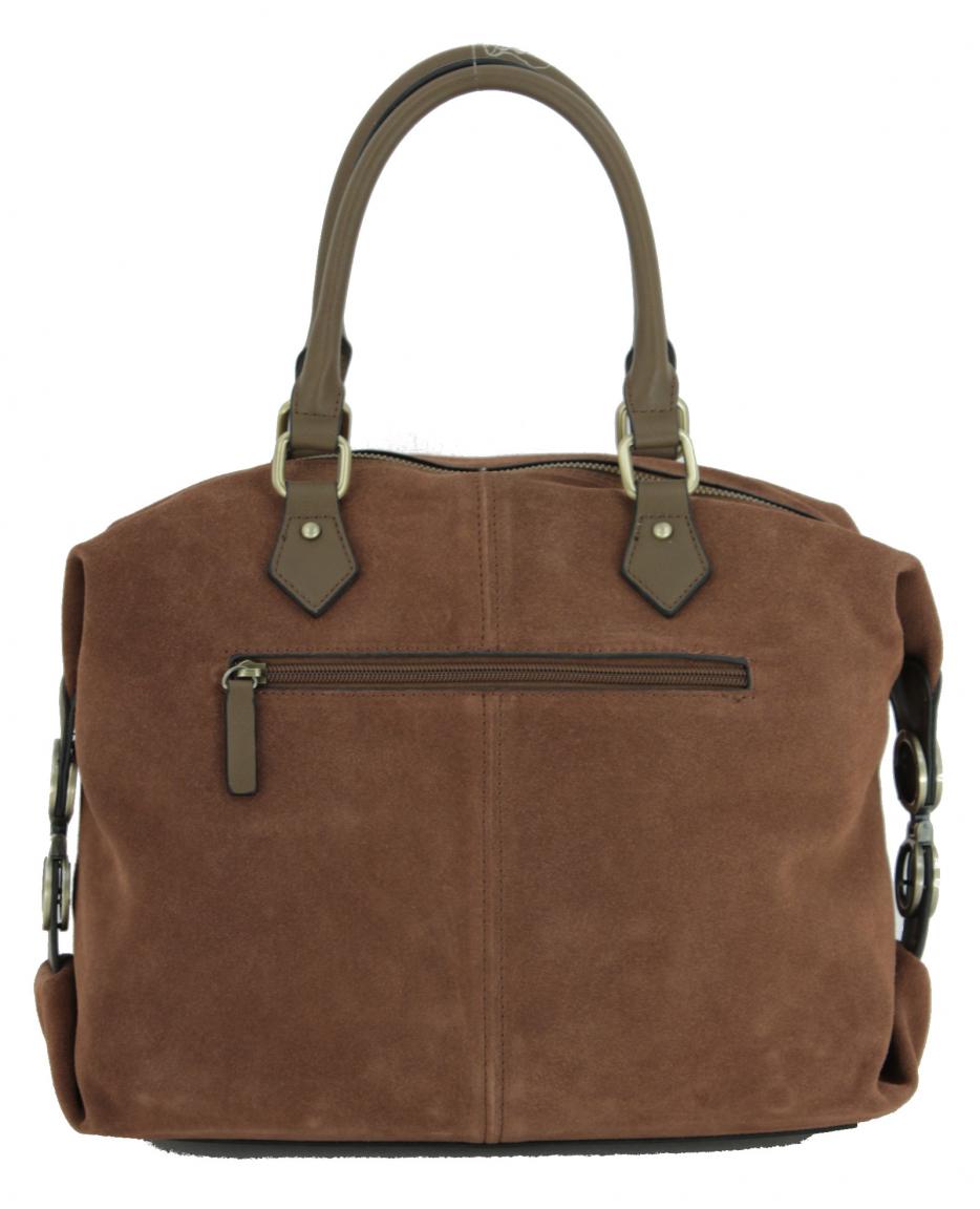 Kurzgrifftasche L.Credi Danah Cognac braun Bowling Bag Velours