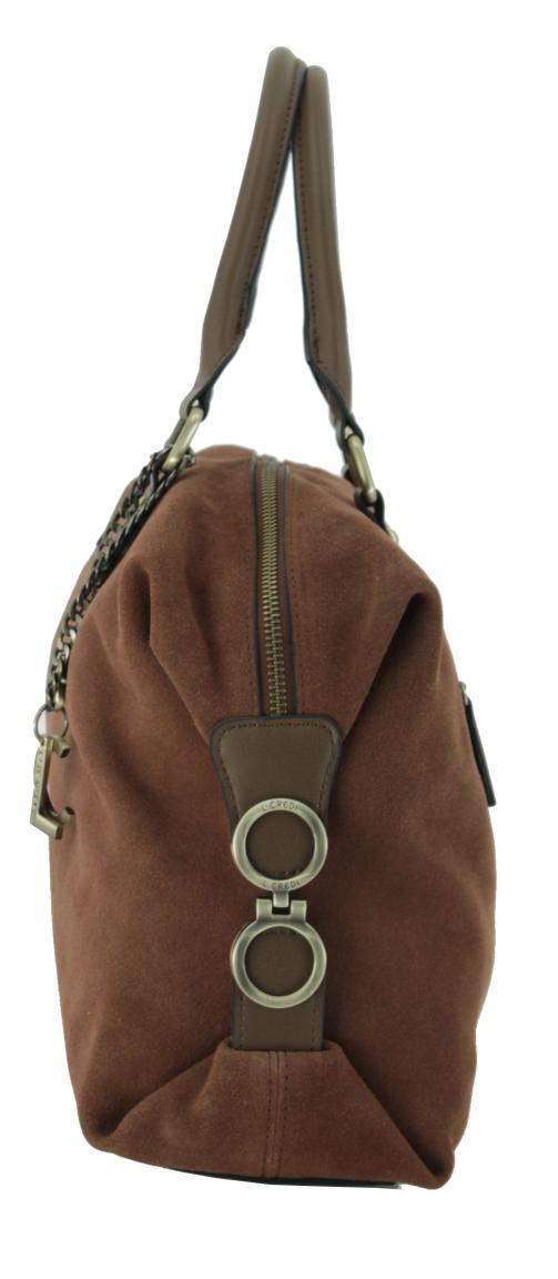 Kurzgrifftasche L.Credi Danah Cognac braun Bowling Bag Velours