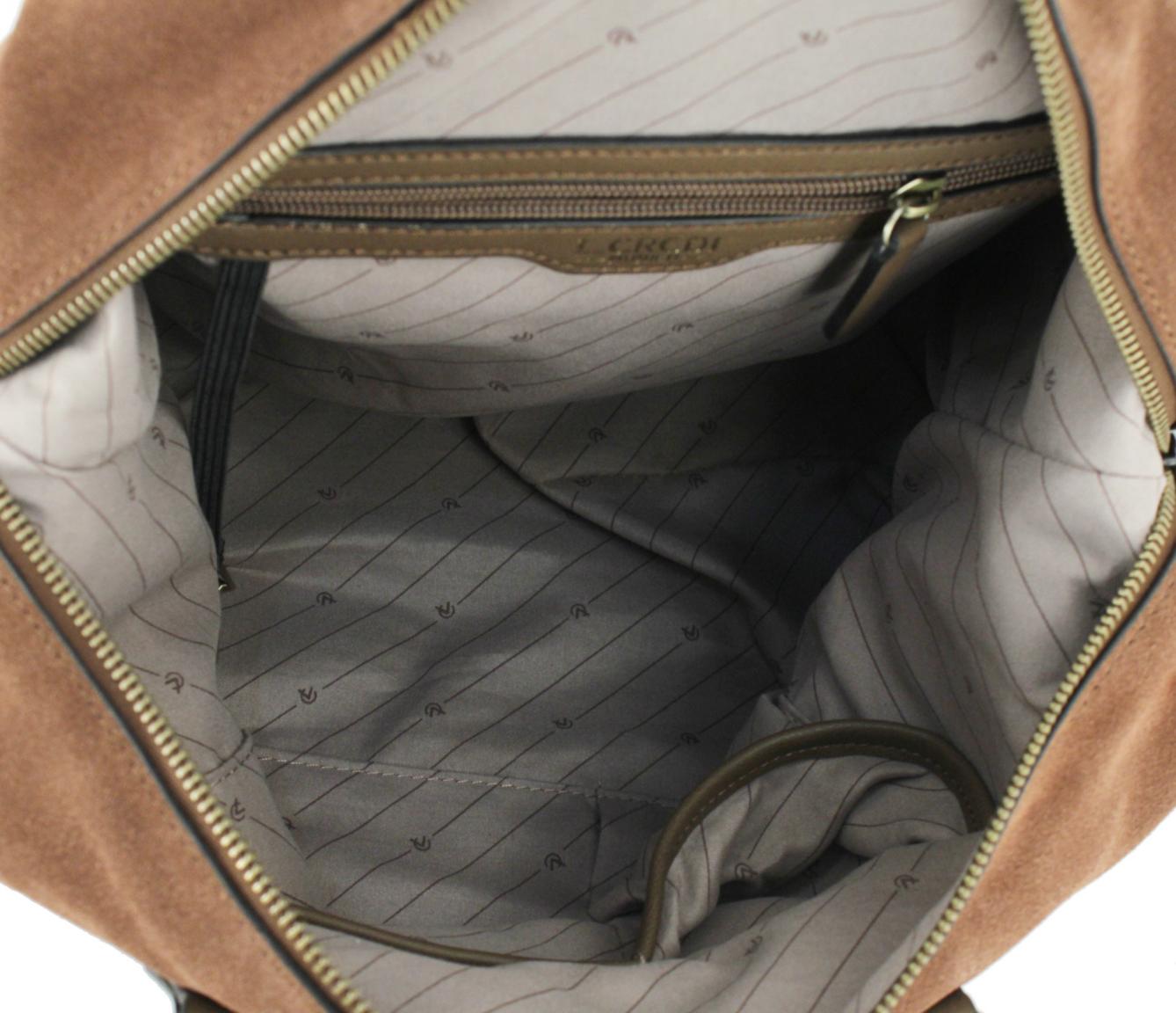 Kurzgrifftasche L.Credi Danah Cognac braun Bowling Bag Velours