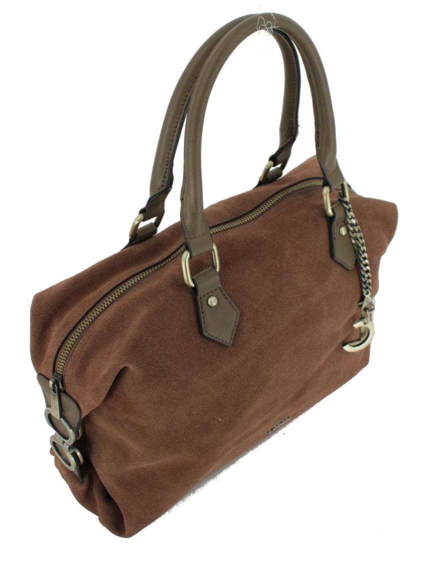 Kurzgrifftasche L.Credi Danah Cognac braun Bowling Bag Velours