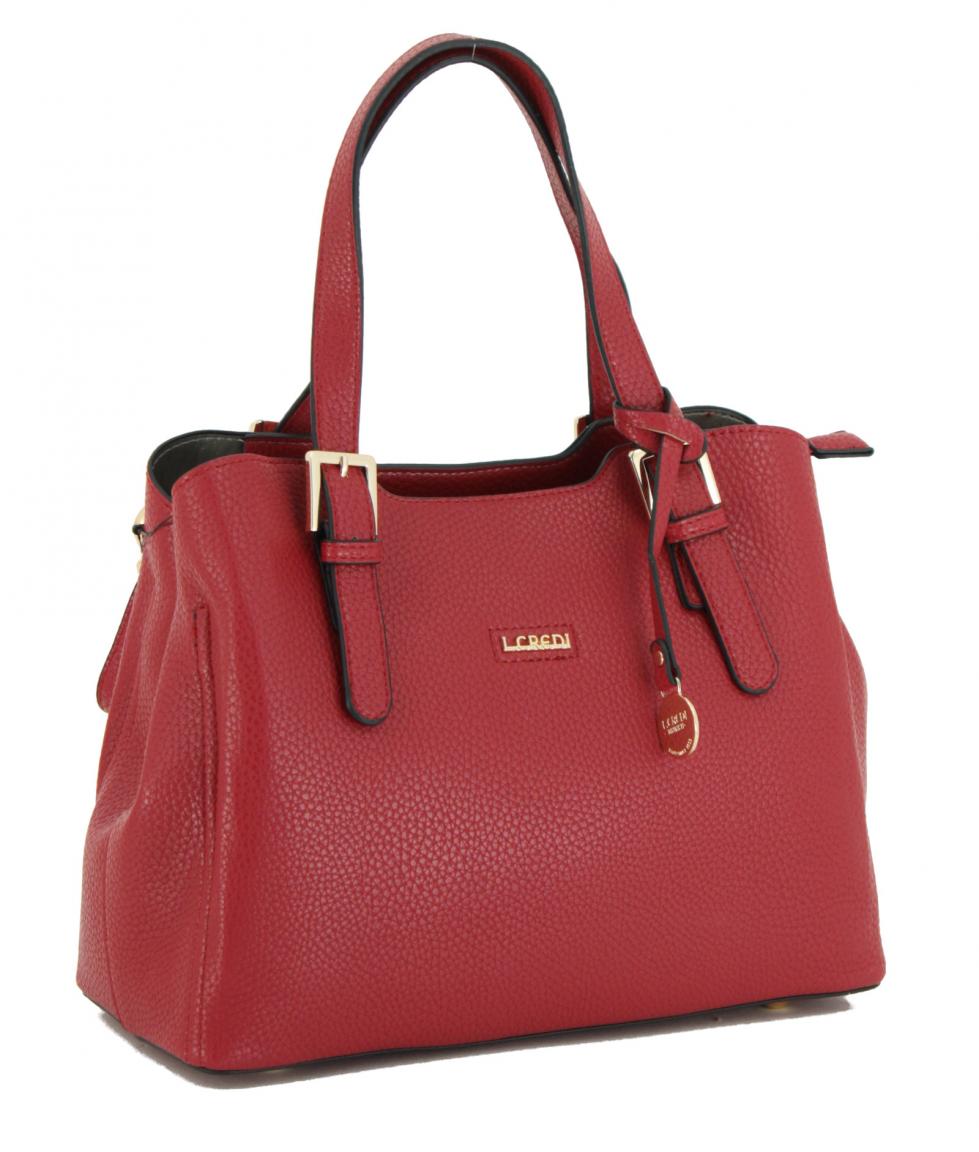 Kurzgrifftasche L.Credi Munich Banu rot gold Anhänger