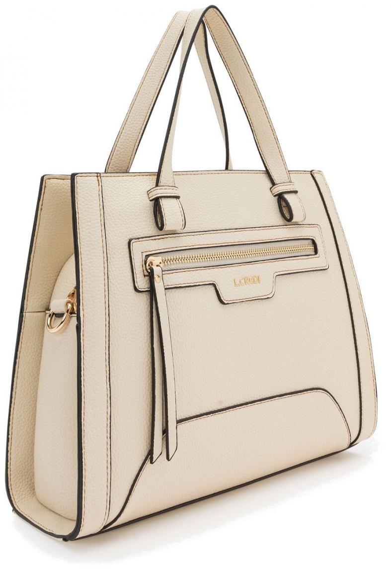 Kurzgrifftasche L.Credi Oana Creme Lederfeeling