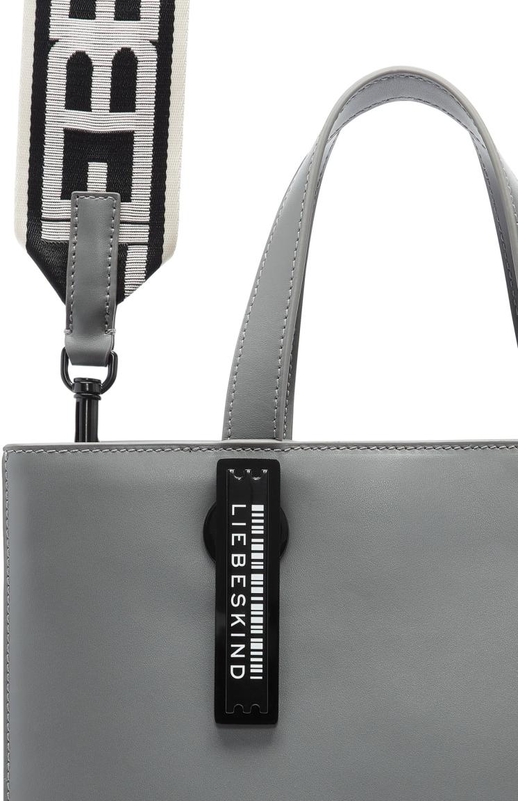 Kurzgrifftasche Leder grau Liebeskind Paper Bag Tote M Rock Security Tag