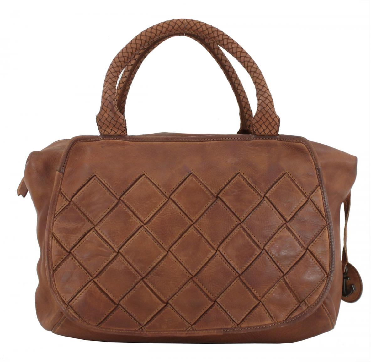 Kurzgrifftasche Sestilia Fashion Lights Harbour 2nd Flechtoptik Cognac