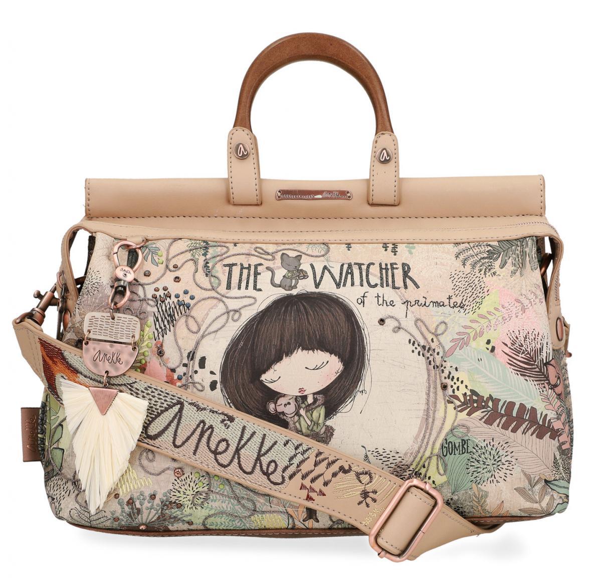 Kurzgrifftasche Top Handle Anekke Jungle bestickt beige bunt