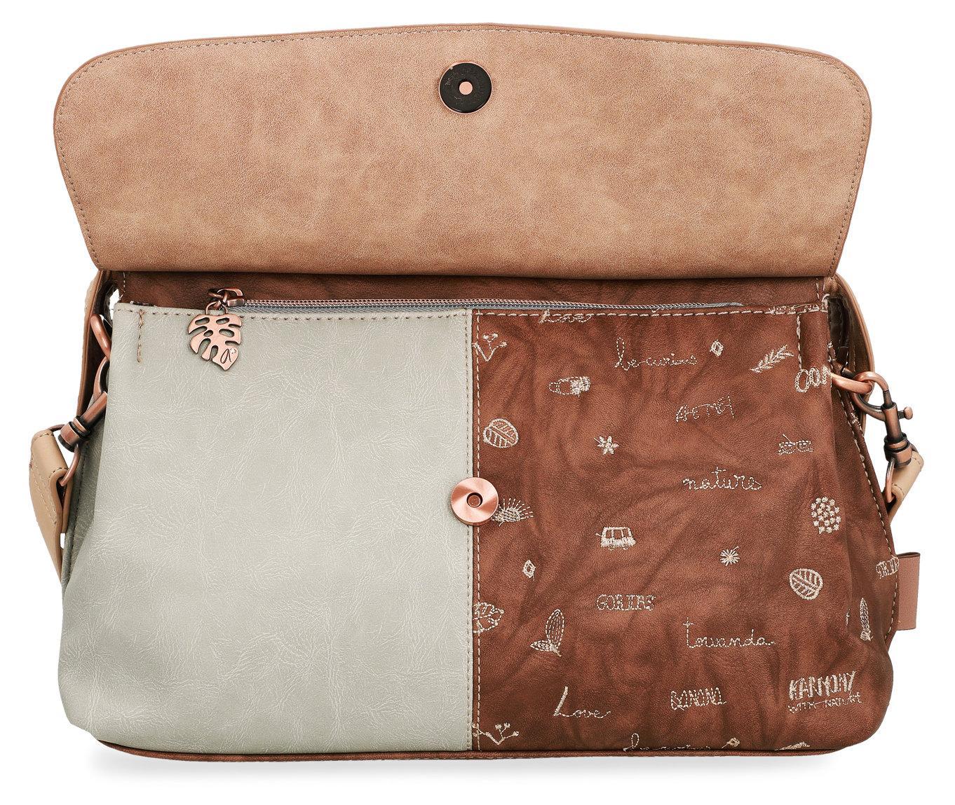 Kurzgrifftasche Top Handle Anekke Jungle bestickt beige bunt