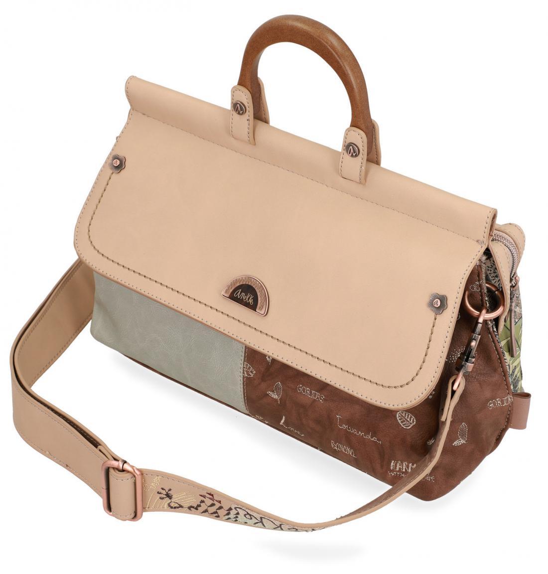 Kurzgrifftasche Top Handle Anekke Jungle bestickt beige bunt
