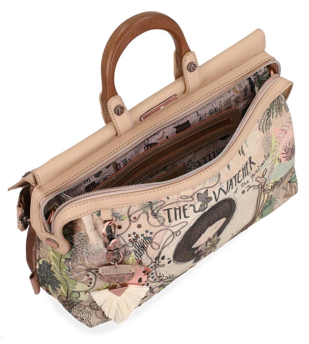 Kurzgrifftasche Top Handle Anekke Jungle bestickt beige bunt