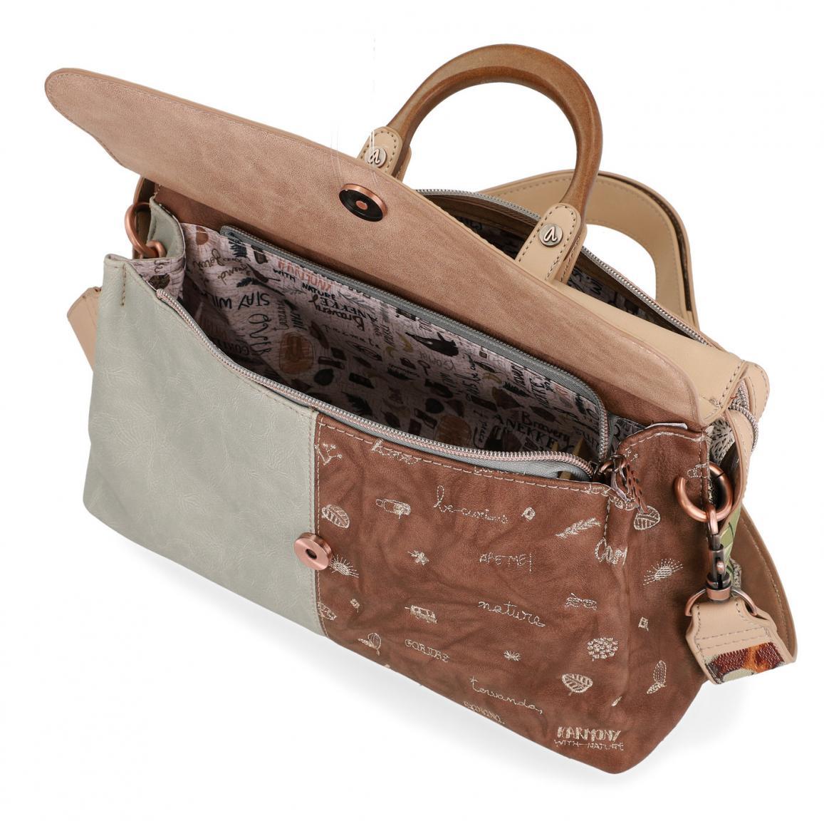 Kurzgrifftasche Top Handle Anekke Jungle bestickt beige bunt