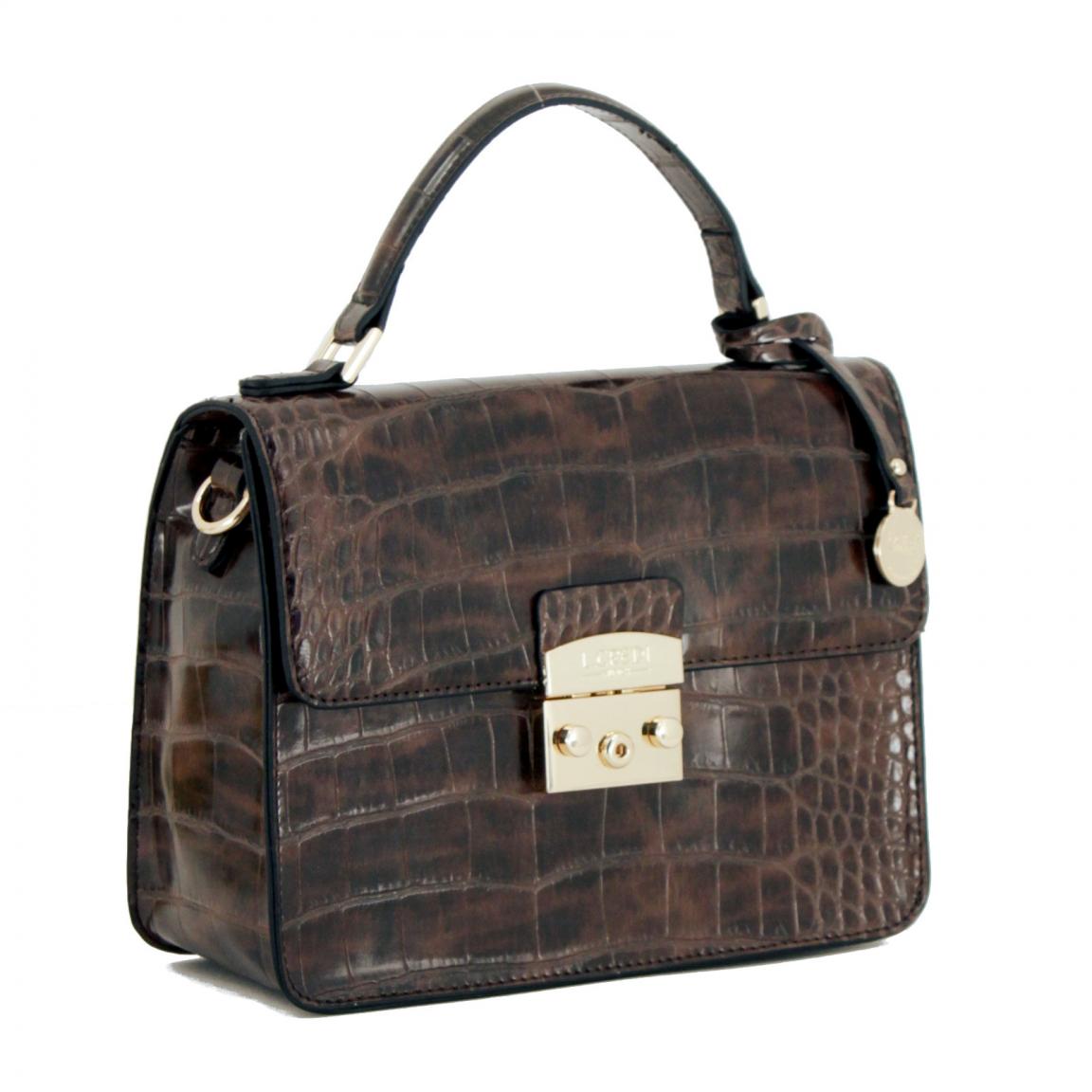 Kurzgrifftasche Top Handle L.Credi Desiree Reptiloptik braun