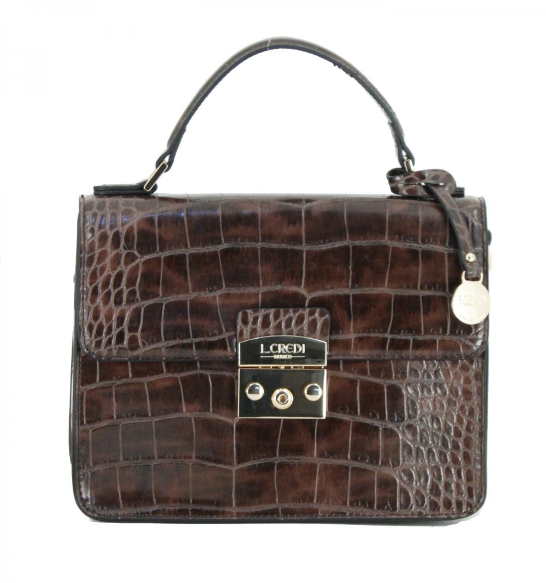 Kurzgrifftasche Top Handle L.Credi Desiree Reptiloptik braun