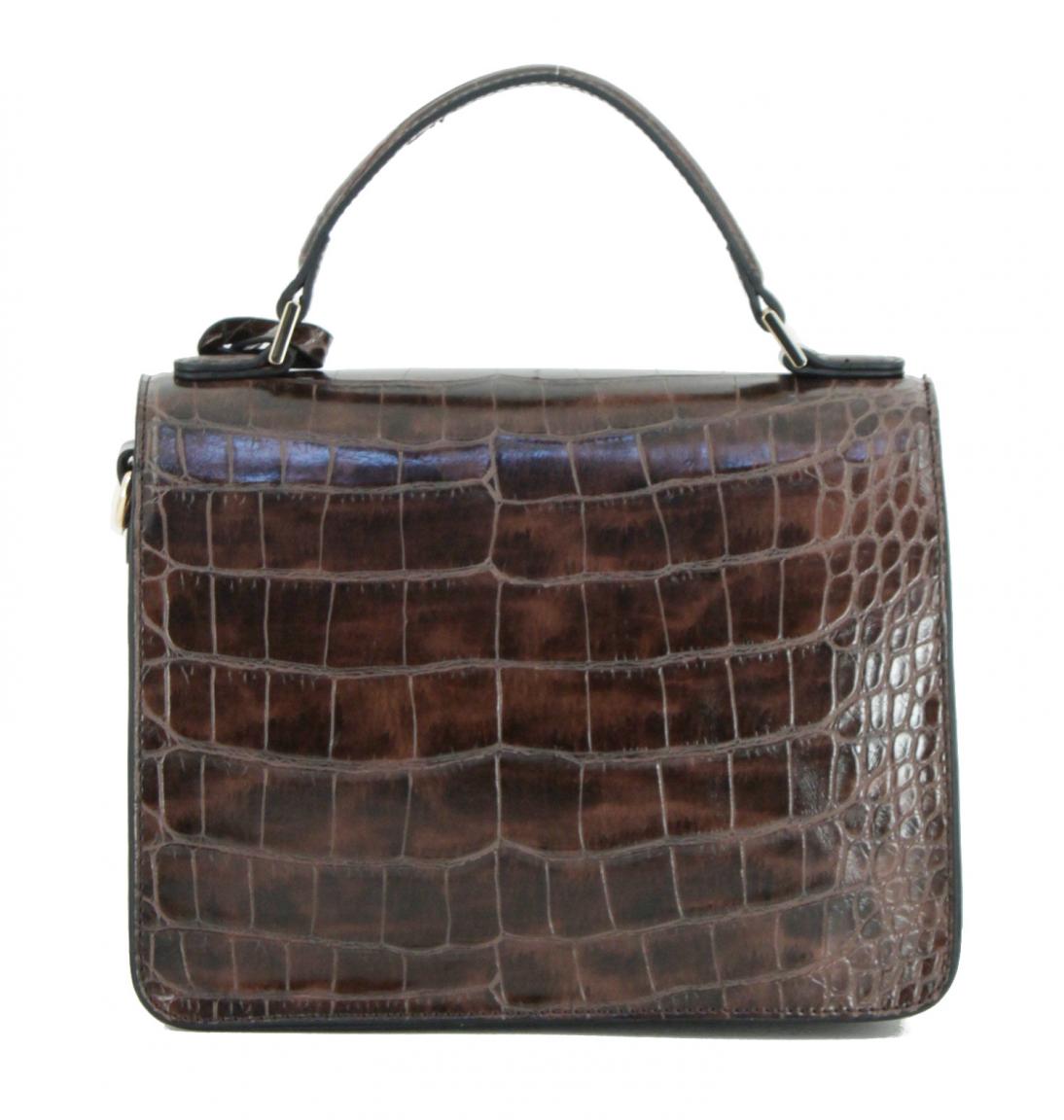 Kurzgrifftasche Top Handle L.Credi Desiree Reptiloptik braun