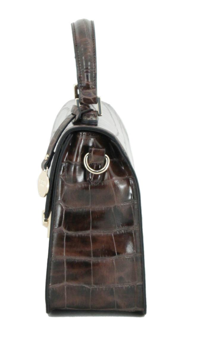 Kurzgrifftasche Top Handle L.Credi Desiree Reptiloptik braun