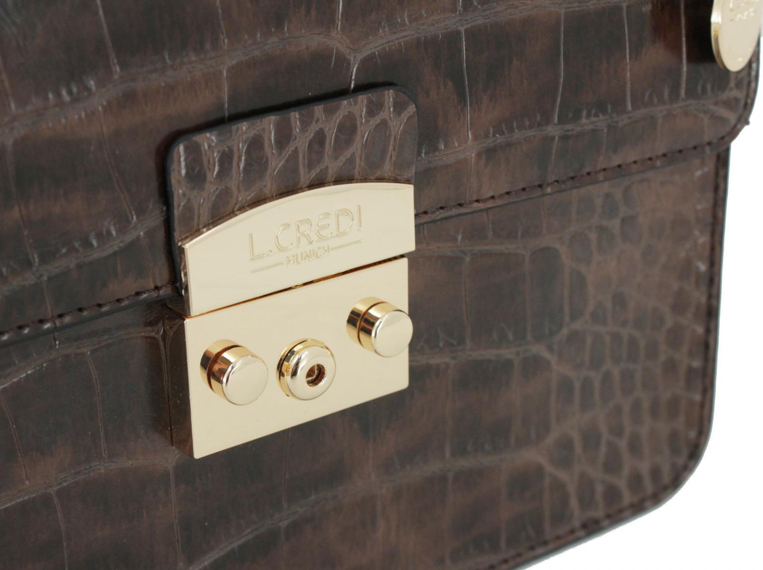 Kurzgrifftasche Top Handle L.Credi Desiree Reptiloptik braun
