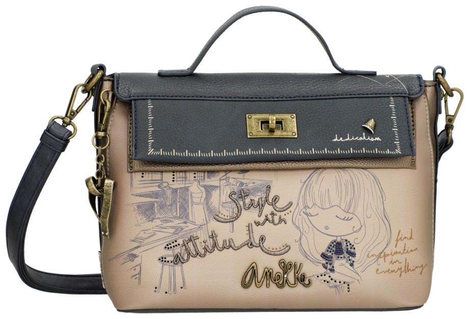 Kurzgrifftasche Überschlagt blau beige Anekke Mademoiselle Studio