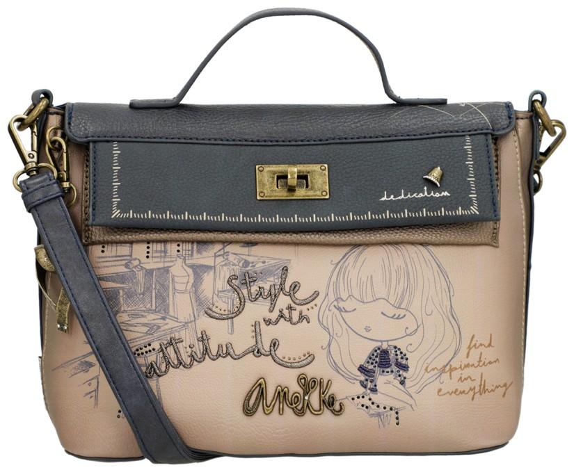 Kurzgrifftasche Überschlagt blau beige Anekke Mademoiselle Studio