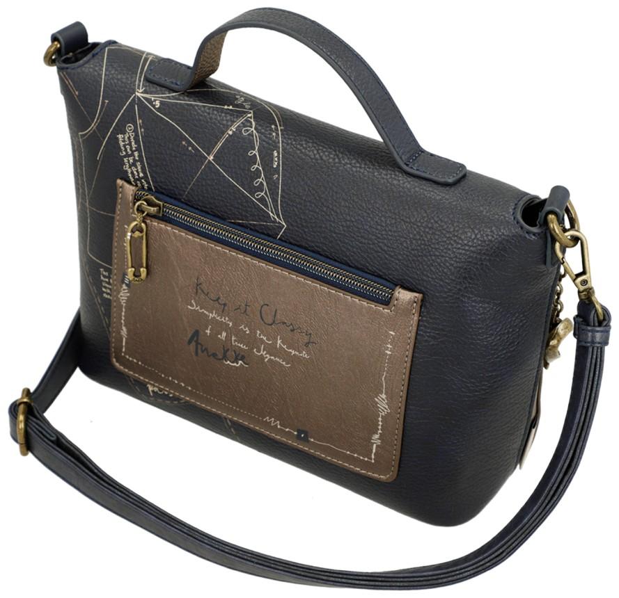 Kurzgrifftasche Überschlagt blau beige Anekke Mademoiselle Studio