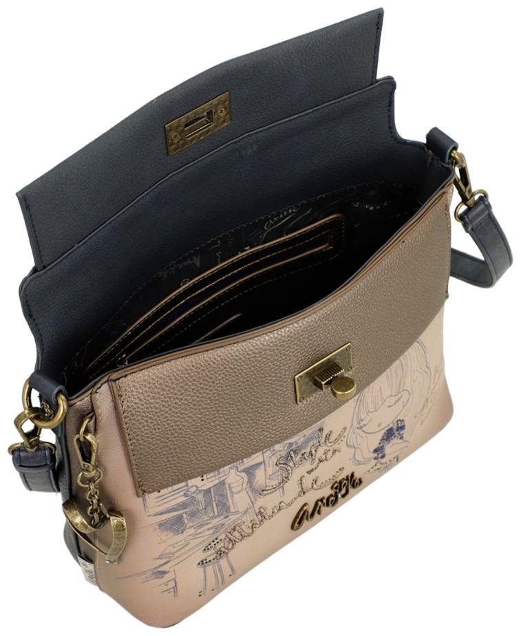 Kurzgrifftasche Überschlagt blau beige Anekke Mademoiselle Studio