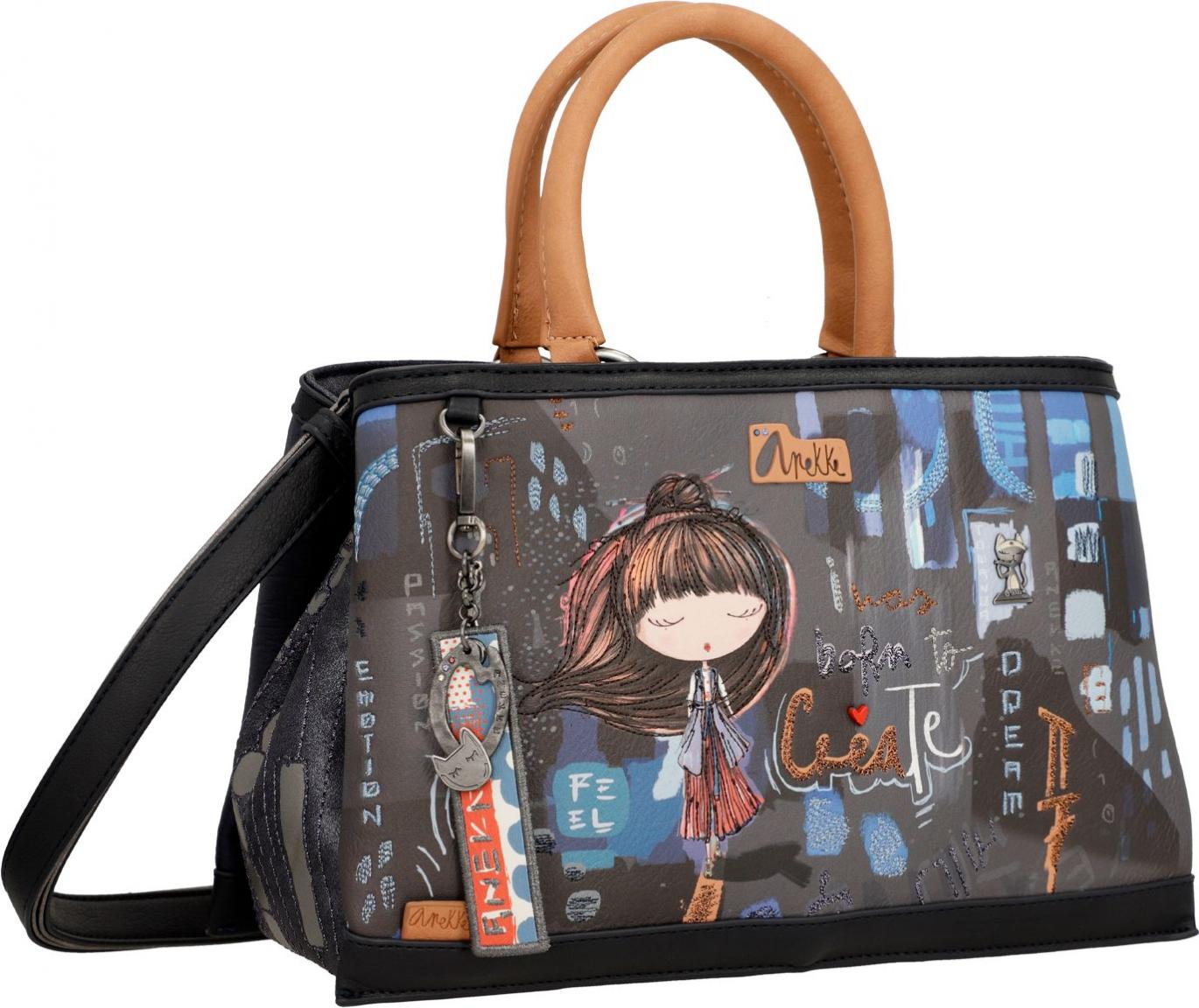 Kurzgrifftasche blau bunt Japan Glitzer Anekke Contemporary