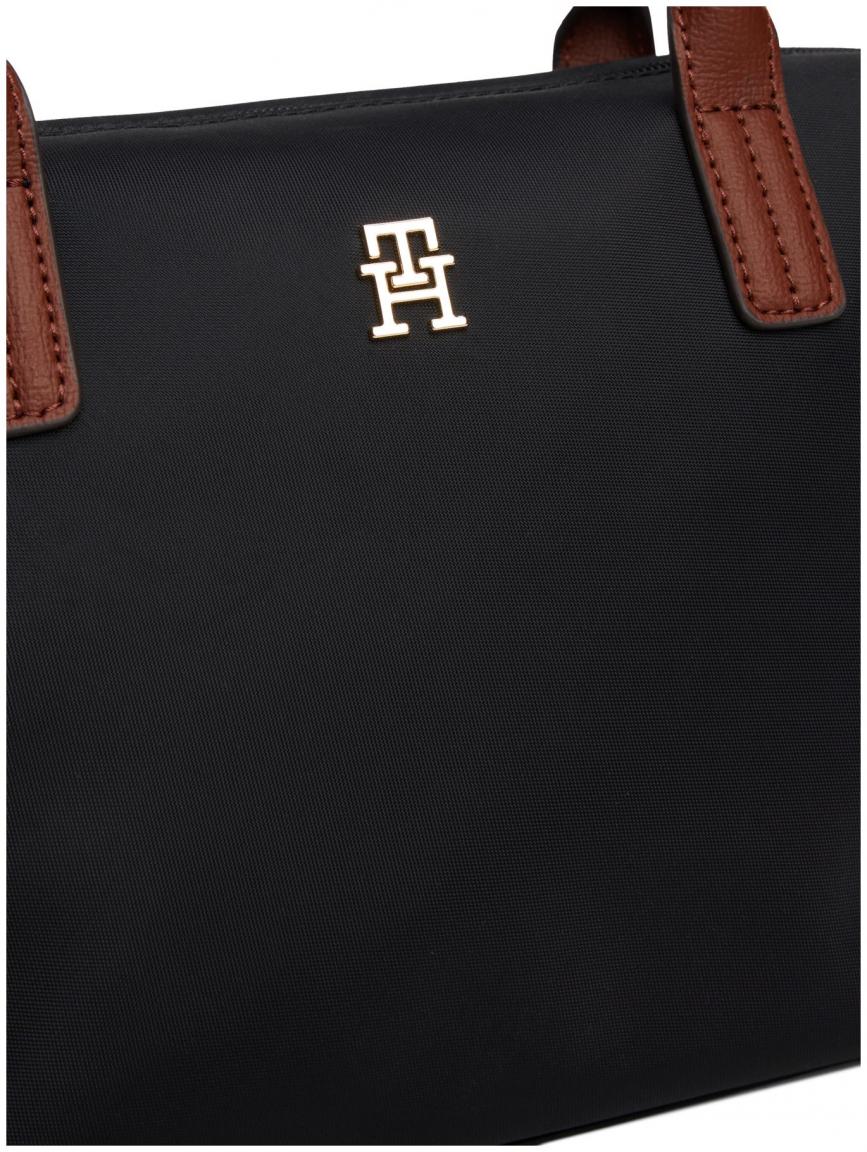 Kurzgrifftasche mit Crossover Popette Mini TOMMY HILFIGER Black Perlon