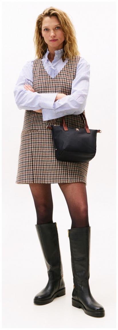 Kurzgrifftasche mit Crossover Popette Mini TOMMY HILFIGER Black Perlon