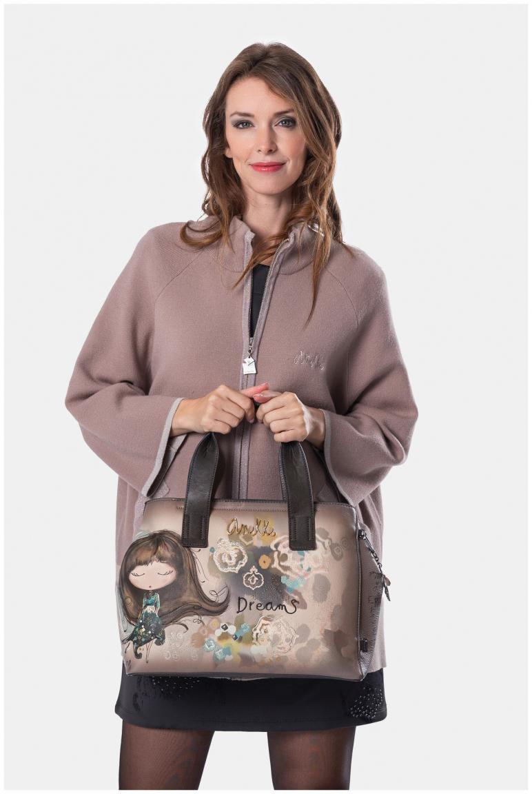 Kurzgrifftasche mit Schultergurt Anekke REAL Beige