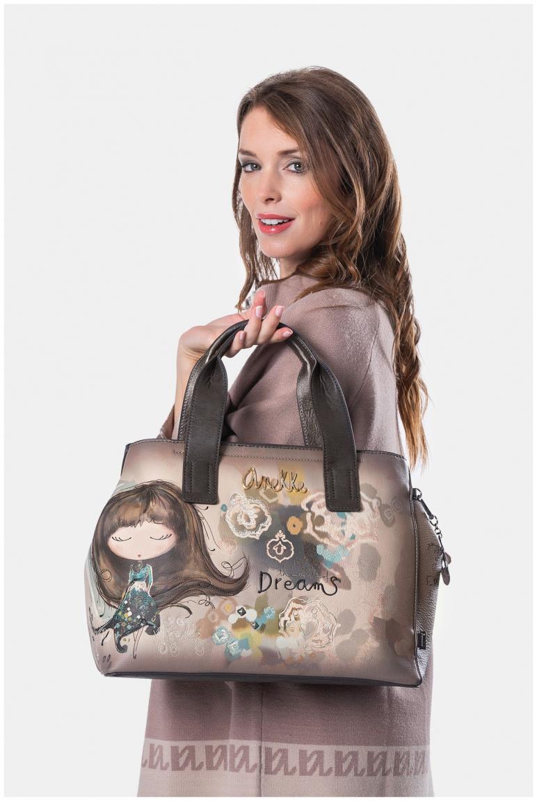 Kurzgrifftasche mit Schultergurt Anekke REAL Beige