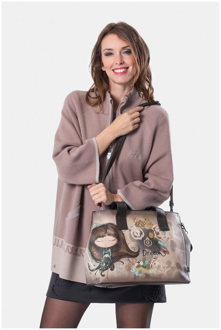 Kurzgrifftasche mit Schultergurt Anekke REAL Beige