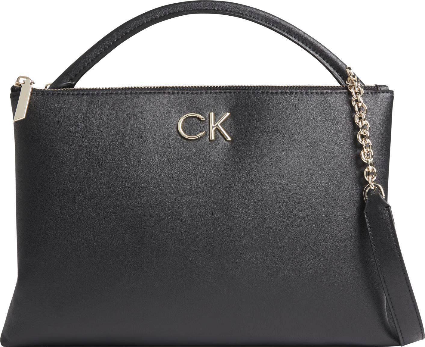 Kurzhenkeltasche Calvin Klein Lock Top Tote Black Kette