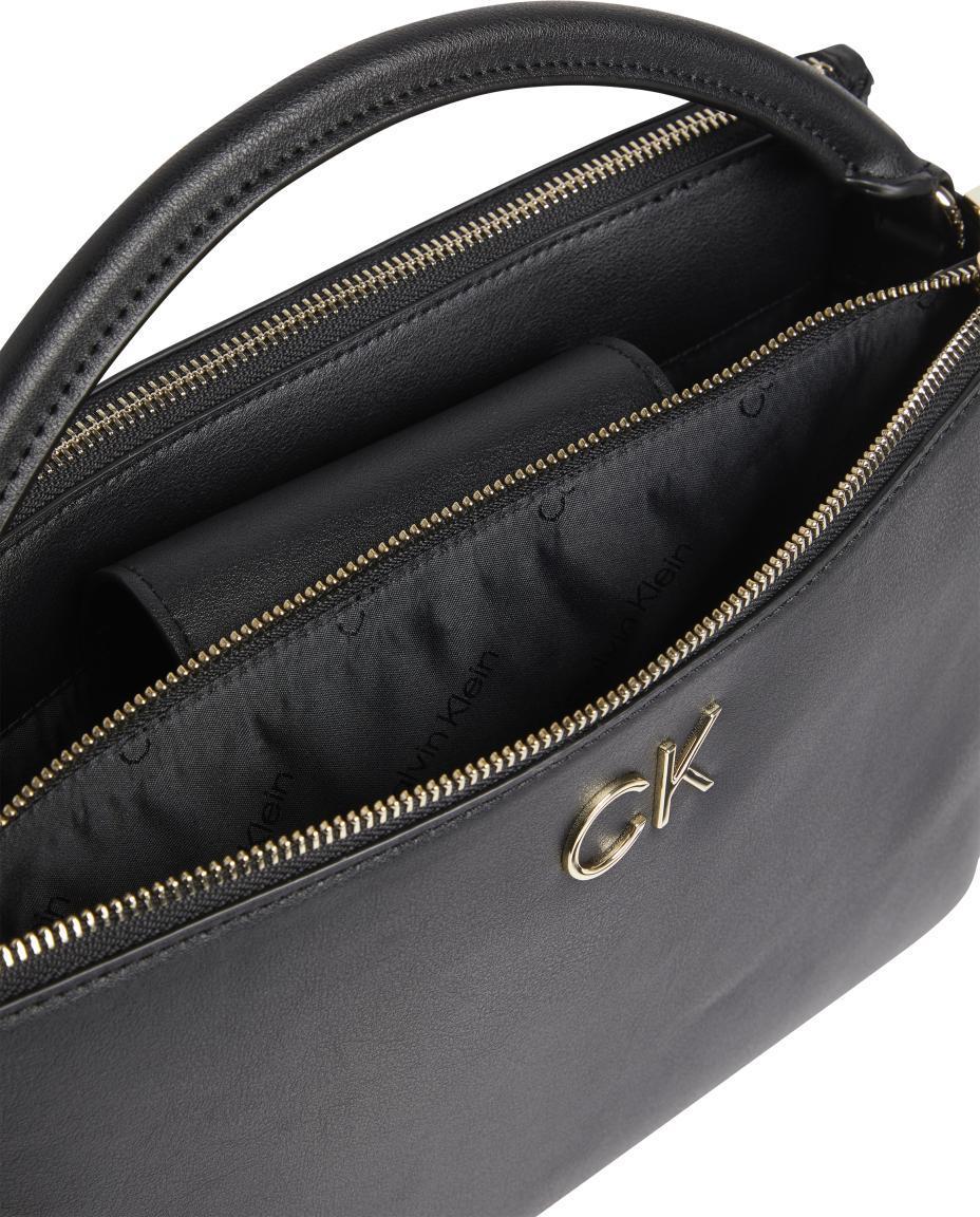 Kurzhenkeltasche Calvin Klein Lock Top Tote Black Kette