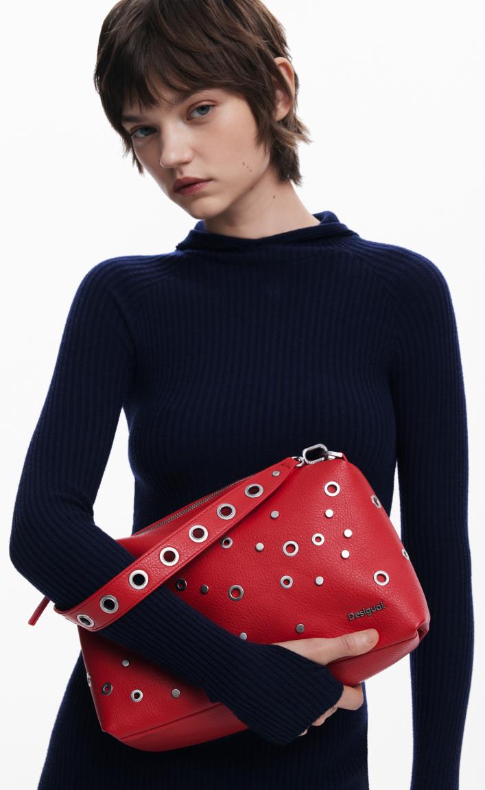 Kurzhenkeltasche Nieten Desigual rockig rot Bergamo Rebel