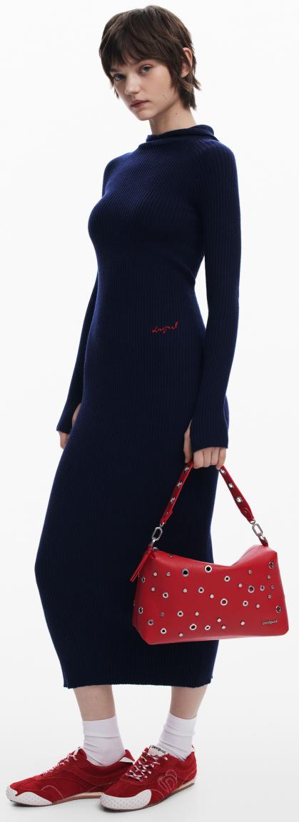Kurzhenkeltasche Nieten Desigual rockig rot Bergamo Rebel