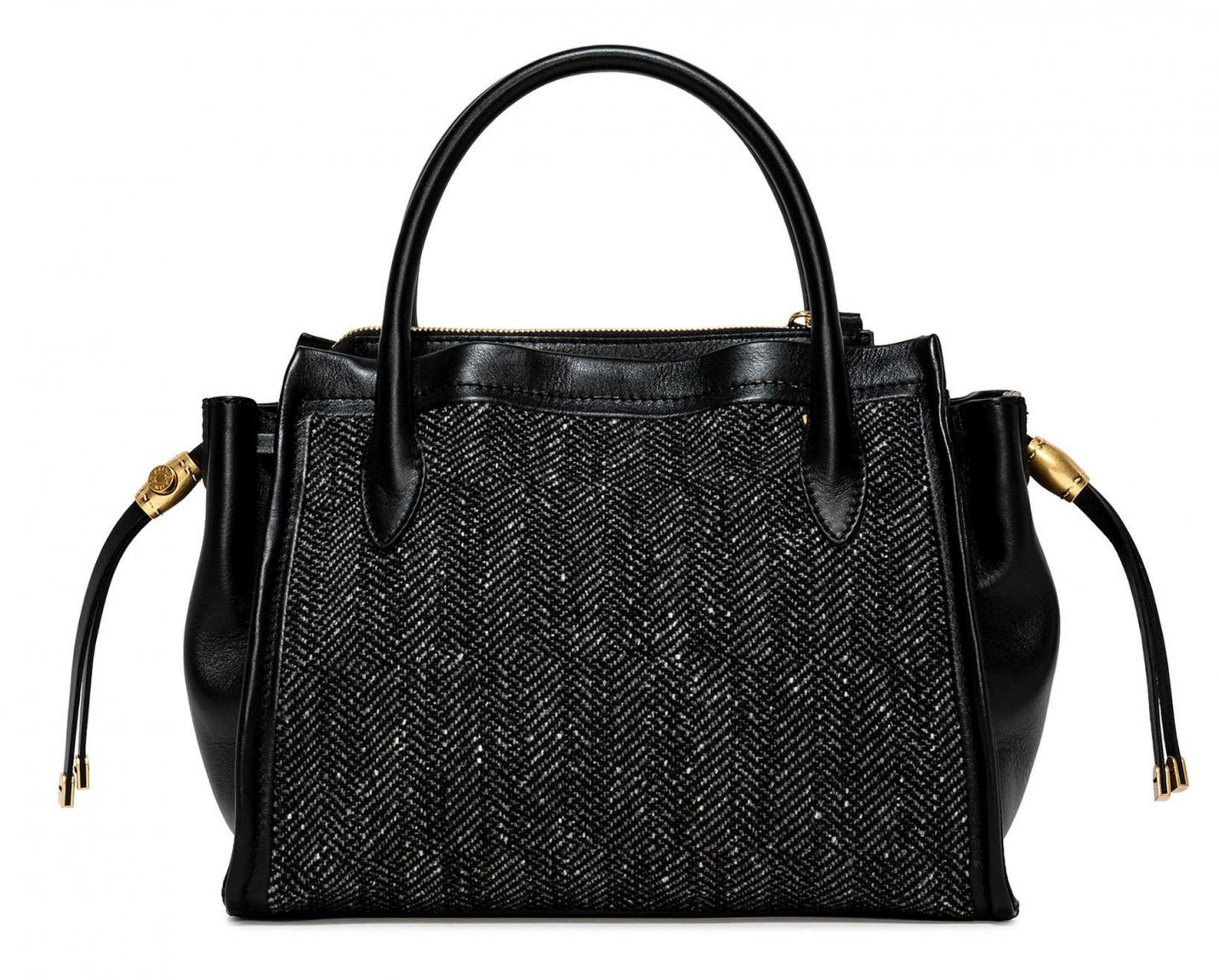 Kurzhenkeltasche schwarz strukturierter Stoff Gianni Chiarini Demi Leder