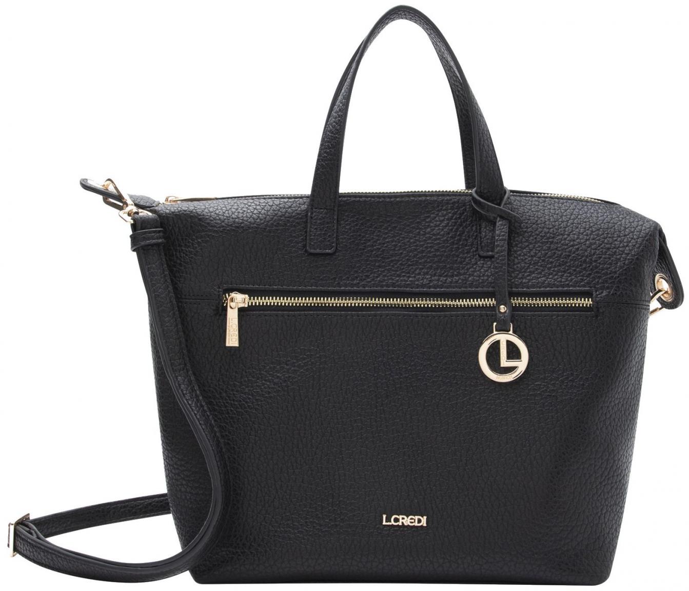 L,Credi Kurzgrifftasche in Beutelform Parmida schwarz