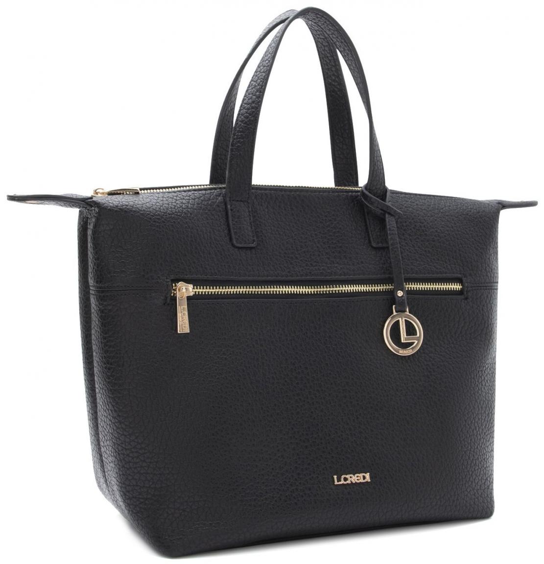 L,Credi Kurzgrifftasche in Beutelform Parmida schwarz