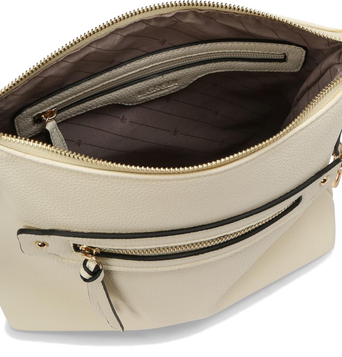 L Credi Crossovertasche hellbeige Jodie Pearl Narbenstruktur