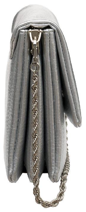 L.Credi Abendtasche dreigeteilt Penina silber elegant Überschlag