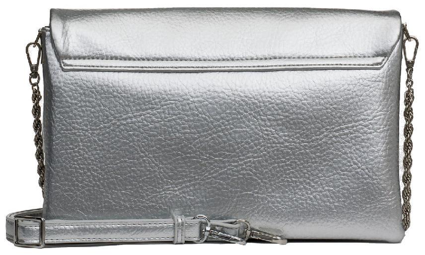 L.Credi Abendtasche dreigeteilt Penina silber elegant Überschlag