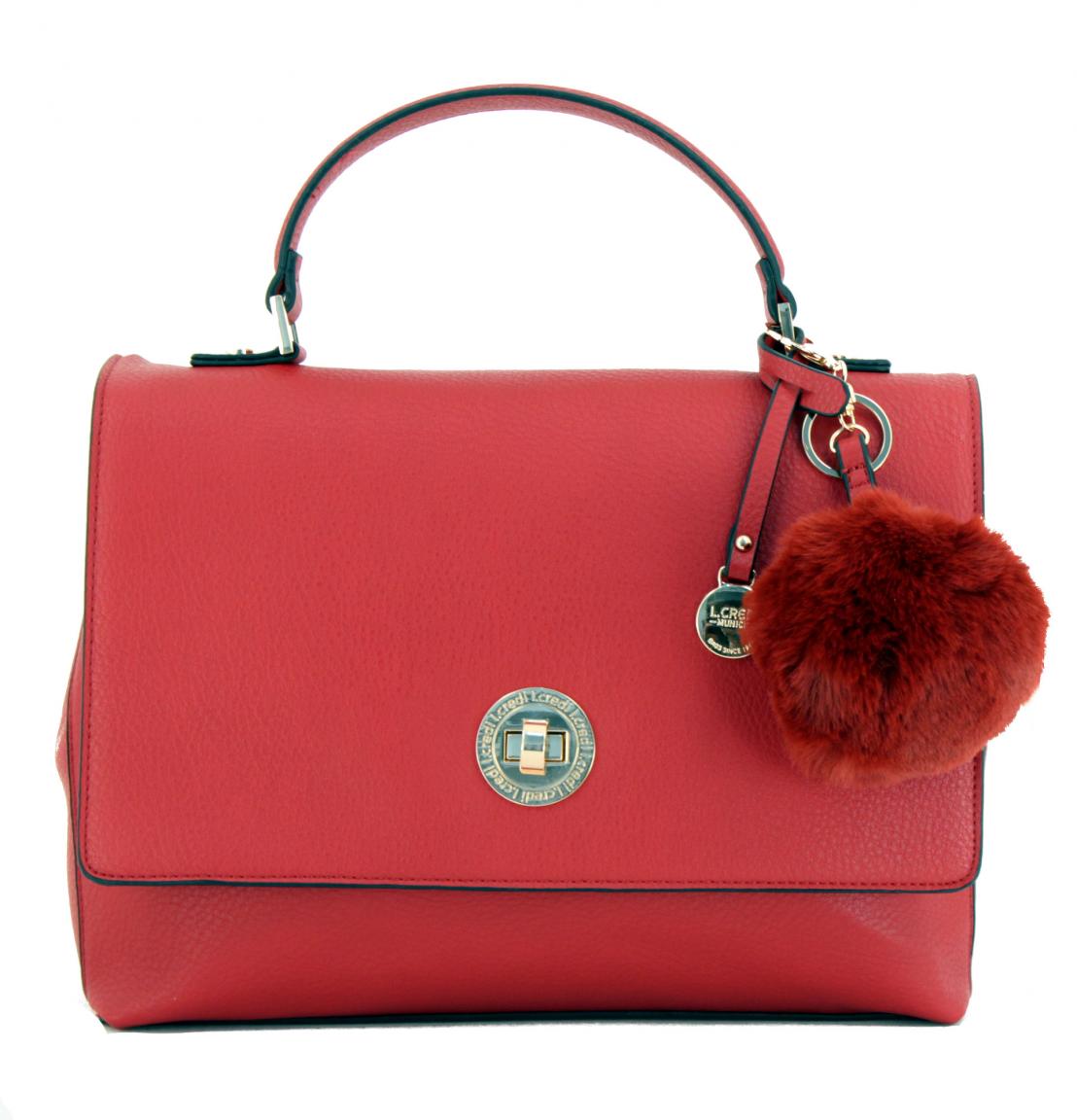 L.Credi Belvedere Kurzgrifftasche Fake Fur Anhänger grau