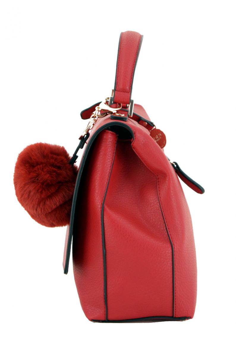 L.Credi Belvedere Kurzgrifftasche Fake Fur Anhänger grau