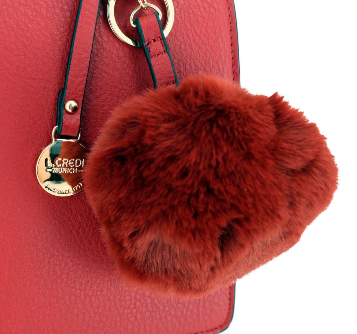 L.Credi Belvedere Kurzgrifftasche Fake Fur Anhänger grau