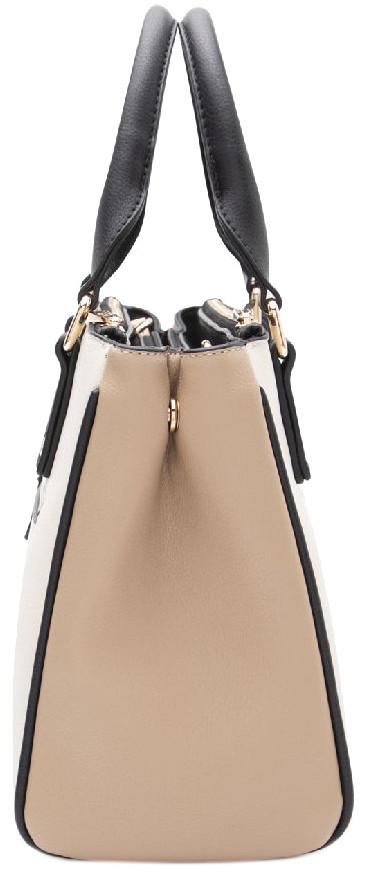 L.Credi Bicolor Henkeltasche creme Penia Kontrast braun