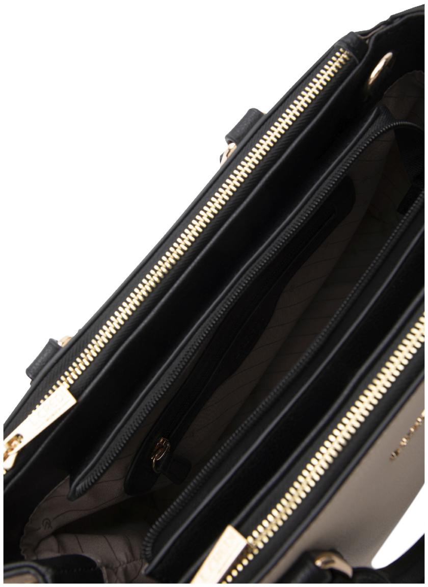 L.Credi Bicolor Henkeltasche creme Penia Kontrast braun