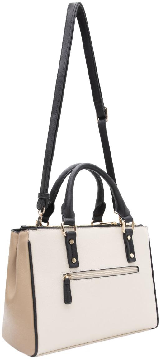 L.Credi Bicolor Henkeltasche creme Penia Kontrast braun