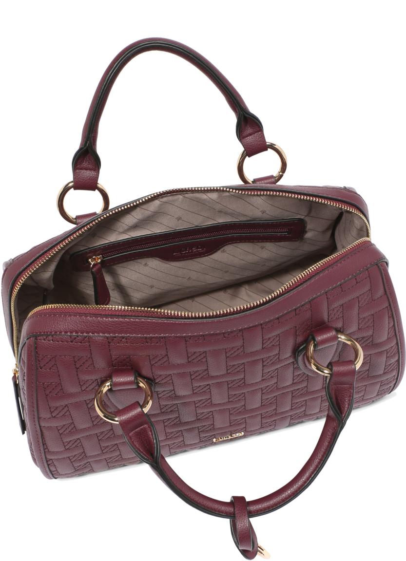 L.Credi Bowlingbag Jutta Aubergine Steppnähte violett vegan