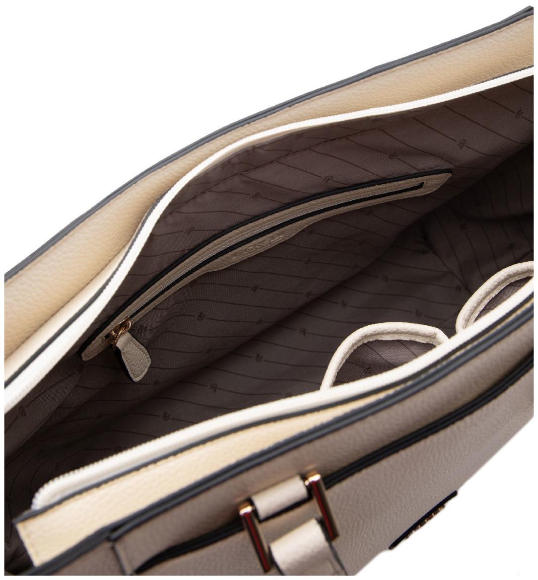 L.Credi Businesstasche creme Patricia vegan genarbt Kontrast elegant