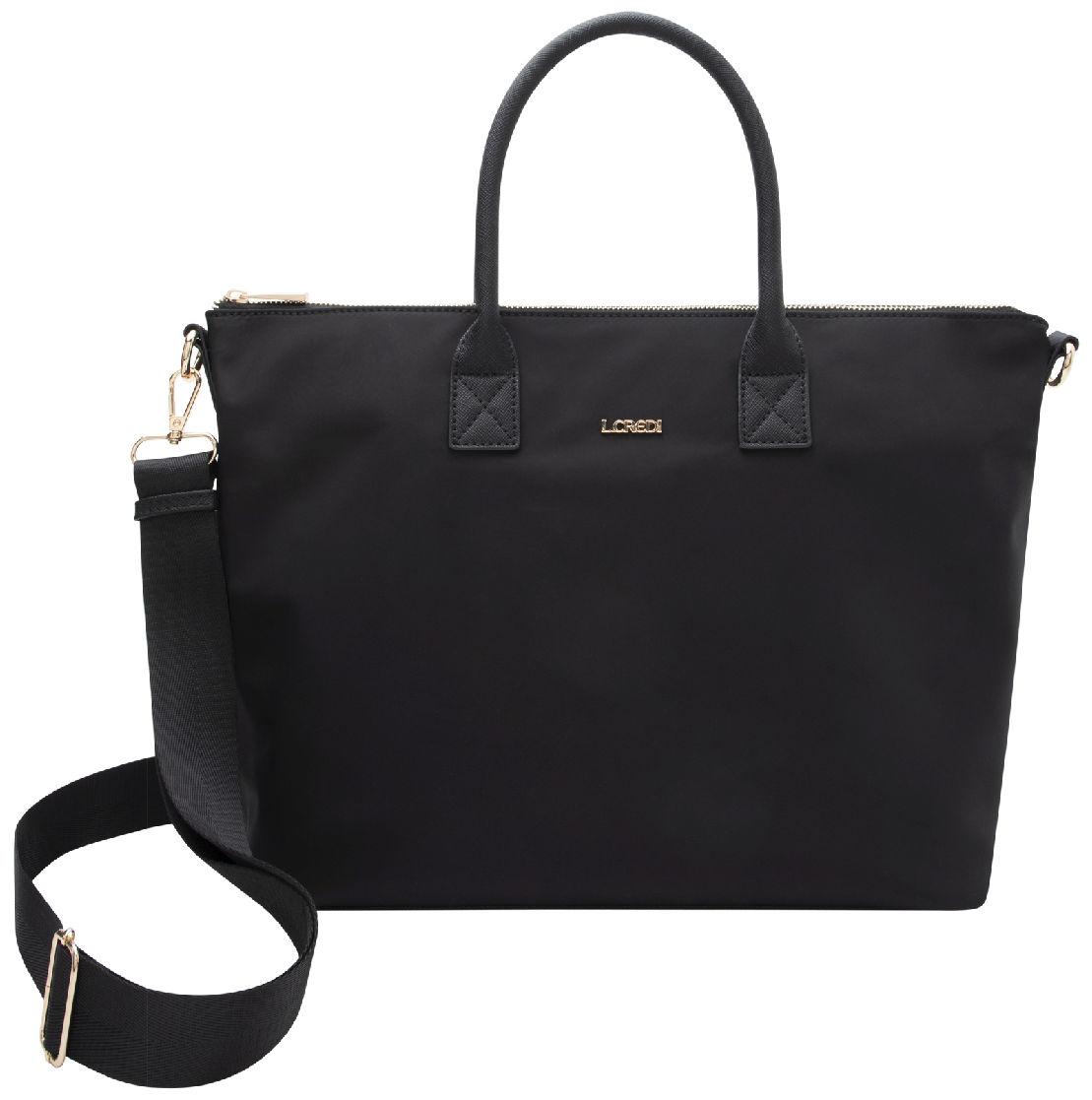 L.Credi Damentasche klassisch schwarz Nylon Pura vegan